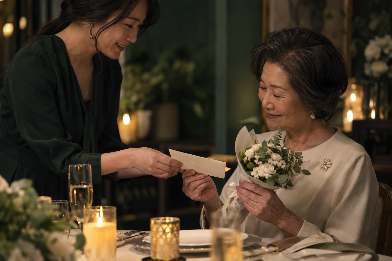 娘から母へ、感謝を込めた手紙を贈るイメージ